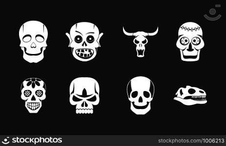 Skull icon set vector white isolated on grey background . Skull icon set grey vector