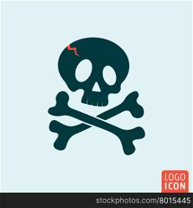 Skull icon. Skull logo. Skull symbol. Skull and crossbones icon isolated, minimal design. Vector illustration