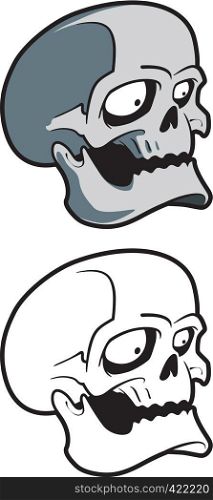 Skull illustration. Cartoon character. Isolated on white background