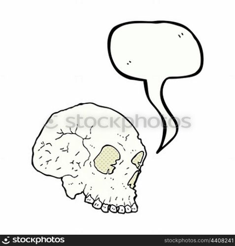 skull illustration with speech bubble