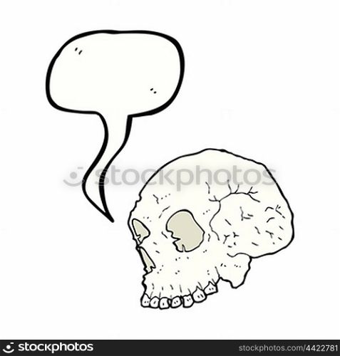 skull illustration with speech bubble