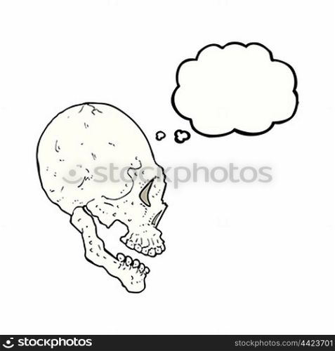 skull illustration with thought bubble