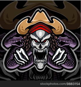 Skull mascot logo with snake