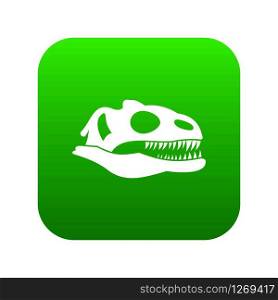 Skull of dinosaur icon digital green for any design isolated on white vector illustration. Skull of dinosaur icon digital green