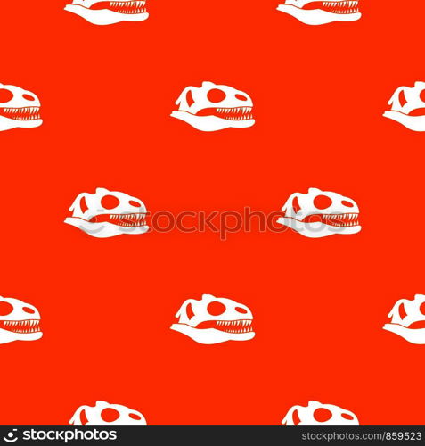 Skull of dinosaur pattern repeat seamless in orange color for any design. Vector geometric illustration. Skull of dinosaur pattern seamless