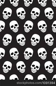 Skull seamless pattern on black background. halloween skull pattern background. vector illustration