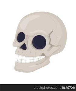 Skull semi flat color vector item. Dead human head. Skeleton face. Realistic object on white. Halloween decoration isolated modern cartoon style illustration for graphic design and animation. Skull semi flat color vector item