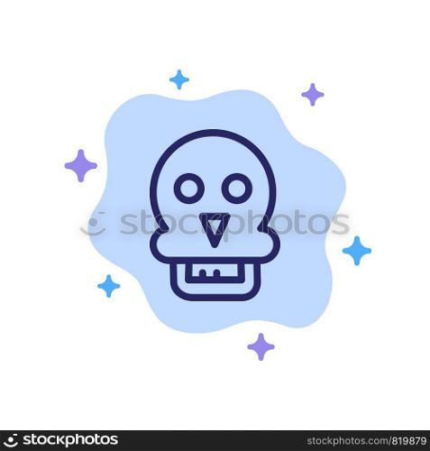 Skull, Skull Death, Medical, Man Blue Icon on Abstract Cloud Background