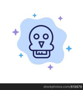 Skull, Skull Death, Medical, Man Blue Icon on Abstract Cloud Background