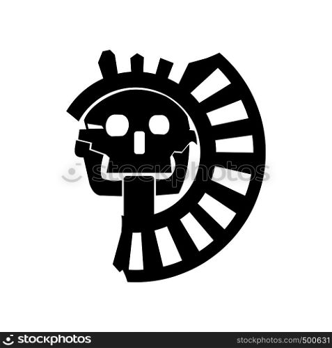 Skull the god of death of Aztecs icon in simple style isolated on white background. Skull the god of death of Aztecs icon