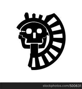 Skull the god of death of Aztecs icon in simple style isolated on white background. Skull the god of death of Aztecs icon
