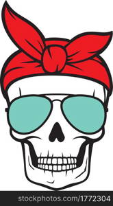 Skull with aviator sunglasses color