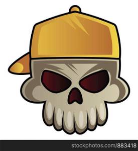 Skull with baseball hat illustration vector on white background