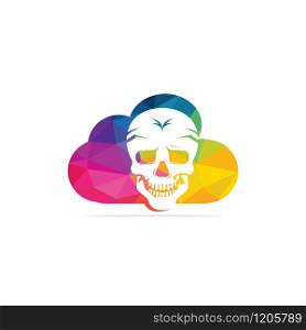 Skull with cloud logo design template. Skull in vintage style.