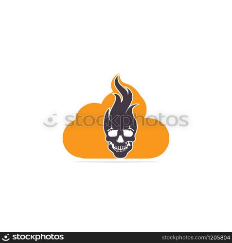 Skull with cloud logo design template. Skull in vintage style.