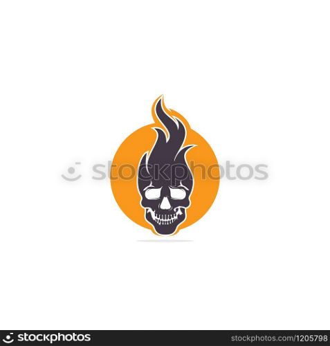 Skull with flames vector logo design. Cool tattoo or logo design.