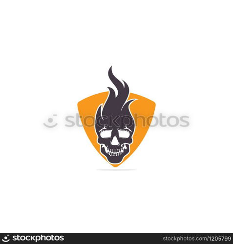 Skull with flames vector logo design. Cool tattoo or logo design.