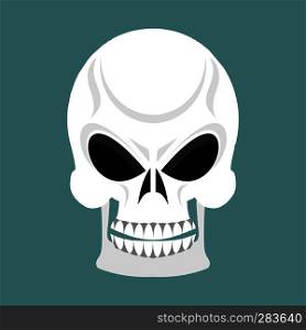Skull with grin. skeleton head isolated. cranium in green background