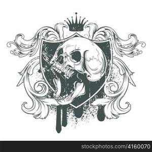 skull with grunge and floral vector illustration