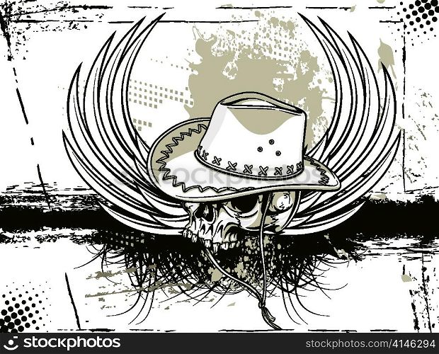 skull with grunge background vector illustration