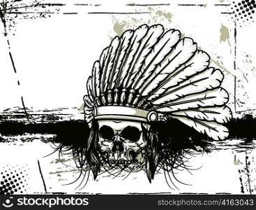 skull with grunge background vector illustration