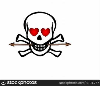 skull with hearts and arrow
