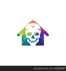Skull with home logo design template. Skull in vintage style.