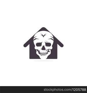 Skull with home logo design template. Skull in vintage style.