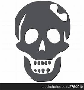 skull with white bow against white background, abstract vector art illustration