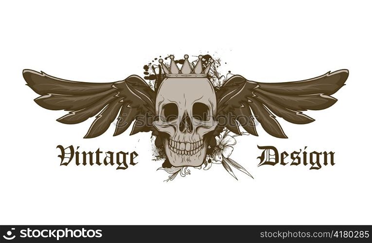 skull with wigns vector illustration