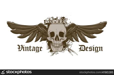 skull with wigns vector illustration
