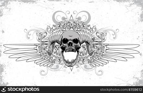 skull with wings vector illustration