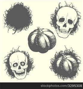 Skulls and pumpkins
