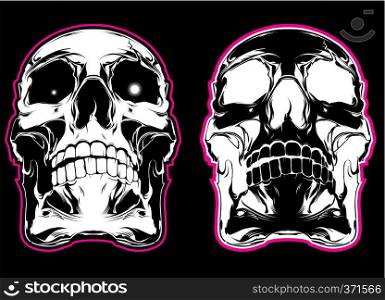 Skulls on black background