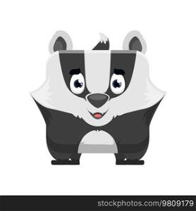 Skunk emoji, kawaii animal or square face emoticon, vector cartoon character icon. Funny cute skunk kawaii emoji, zoo happy pet with smile, kid baby comic manga sticker or avatar square face. Skunk emoji, kawaii animal or square face emoticon