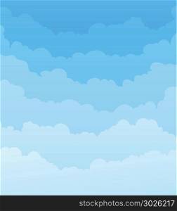 Sky Background With Clouds Layers. Illustration of a cartoon spring or summer blue sky backdrop with clouds layers