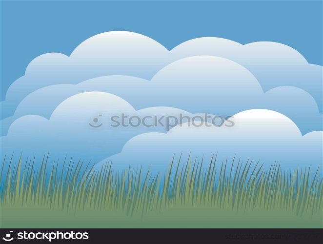 Sky background with green grass