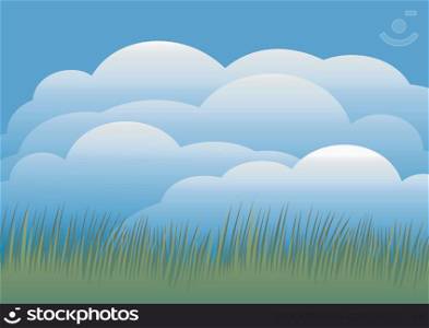 Sky background with green grass
