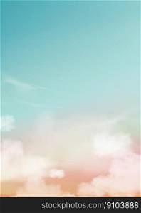 Sky blue Pastel in Orange, Peach, Light Green colour Background, Dramatic twilight landscape with Sunset in evening,Vector horizon Sunrise in Morning banner of Sunlight for four season backdrop Banner