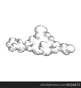 sky cloud sketch hand drawn vector bright light, summer day, clear heaven weather vintage black line illustration. sky cloud sketch hand drawn vector