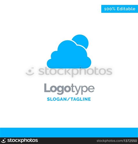 Sky, Cloud, Sun, Cloudy Blue Solid Logo Template. Place for Tagline