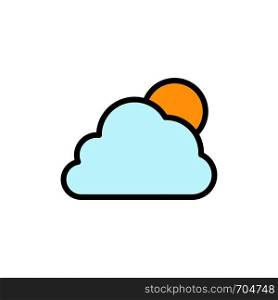 Sky, Cloud, Sun, Cloudy Flat Color Icon. Vector icon banner Template