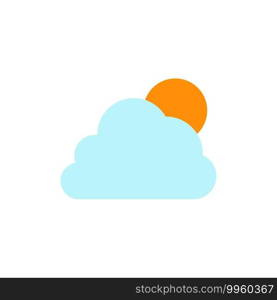 Sky, Cloud, Sun, Cloudy  Flat Color Icon. Vector icon banner Template