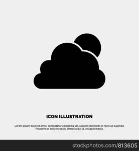 Sky, Cloud, Sun, Cloudy solid Glyph Icon vector