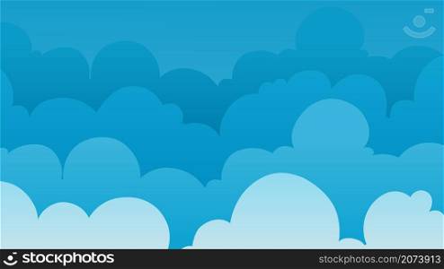 Sky cloudy background. Clouds banner template, summer spring season vector illustration. Outdoor cloudy sky background, atmosphere climate. Sky cloudy background. Clouds banner template, summer spring season vector illustration