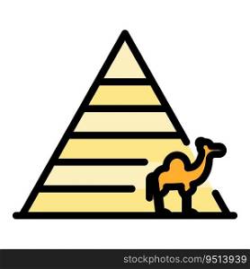 Sky desert pyramid icon outline vector. Cairo sand. Africa sun color flat. Sky desert pyramid icon vector flat