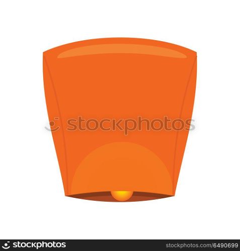 Sky Lantern Isolated on White Background. Vector. Sky lantern isolated on white background. Orange Kongming lantern or Chinese lantern. Hot air balloon made of paper, with opening at bottom where small fire is suspended. Vector illustration