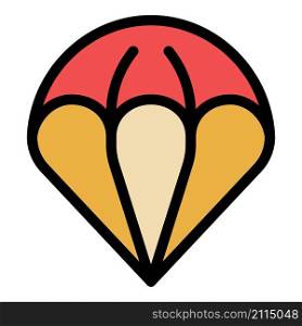 Sky parachute icon. Outline sky parachute vector icon color flat isolated. Sky parachute icon color outline vector