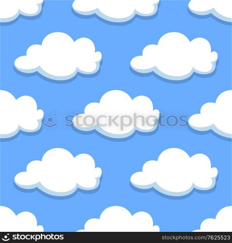 Sky seamless pattern with white clouds for background or wallpaper design