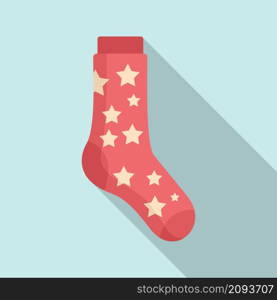 Sky stars sock icon flat vector. Fashion sock. Casual item. Sky stars sock icon flat vector. Fashion sock